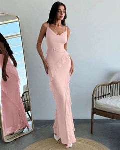 Pink Ruffle Maxi Dress
