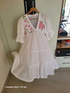 White Embroidered Tiered Maxi Dress