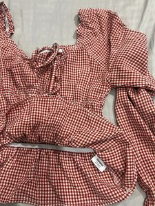 Red Gingham Peplum Top