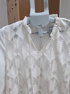 Max White Lace Detail Blouse