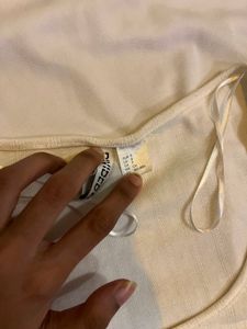 Cream Ribbed Cropped Top