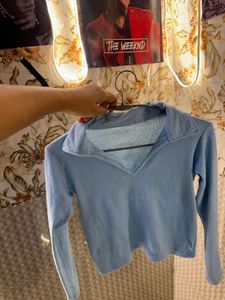 Cute Blue Long Sleeve Top