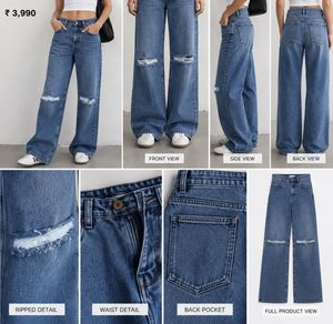 Women's Ripped Wide Leg Jeans