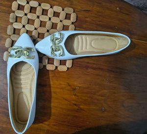 White Pointed Toe Flats