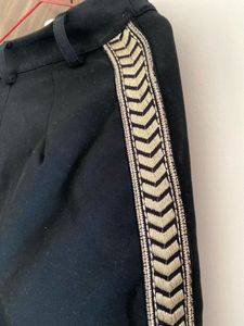 Stylish Black Pants with Gold Trim