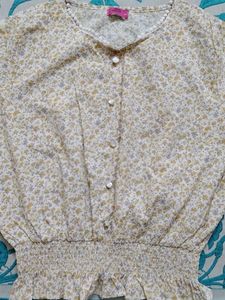 Charming Floral Print Button-Up Top