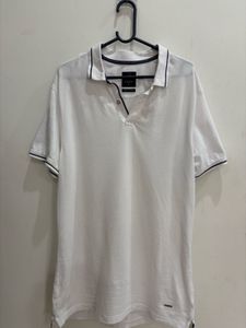 Men's White Stretch Polo Shirt