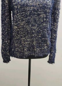 Blue Textured Knit Sweater