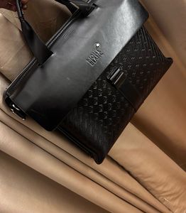 Montblanc Black Leather laptop bag