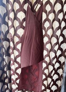 cross shoulder long pink dress