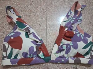 Floral Ruffle Bikini Top