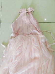 Girls Pink Party Wear Long Frock