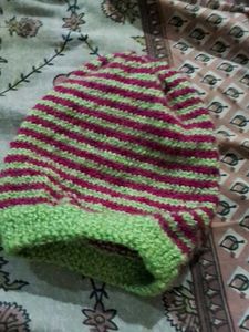 Handmade Striped Knit Beanie Hat