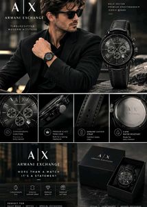 ARMANI EXCHANGE CHRONOGRAPH BLACK EDITION ⌚🖤✨*