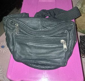 Black Leather Fanny Waist Bag unused