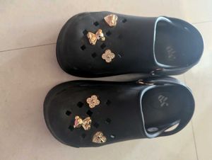 Cute Embellished Black Clogs