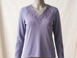 Sparkly V-Neck Long Sleeve Top