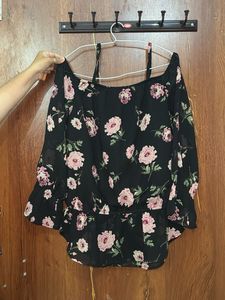 Chic Black Floral Off-Shoulder Top