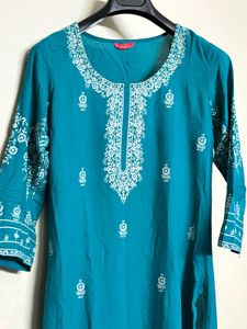 Teal Embroidered Kurta