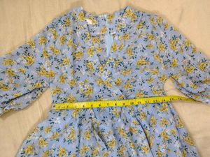 Light Blue Floral Wrap Dress