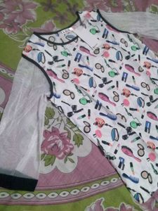Cute Makeup Print Tunic Top