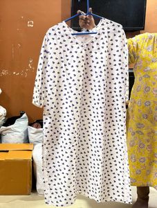 White Kurta with Navy Blue Hearts