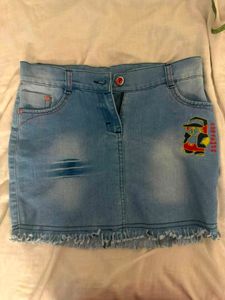 Cute Denim mini Skirt with Cartoon Patch