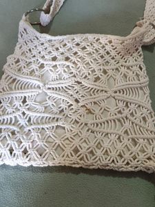 White Macrame Shoulder Bag