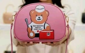 Cute Teddy Bear Pink Crossbody Bag