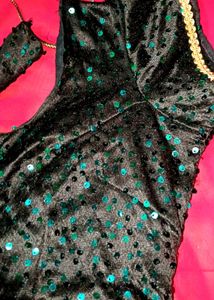 Teal Blue Saree with Embellished Border