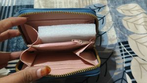 Krazy Kat Blue Wallet with Pom Po