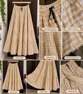 Tiered Gingham Maxi Skirt