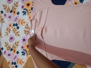 Ribbed Cutout Tee - Pink