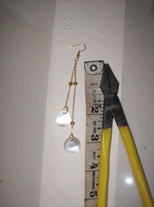 handcrafted Gold Tone Shell Drop Earrings