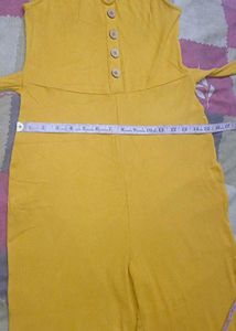 Yellow Sleeveless Jumpsuit with Belt