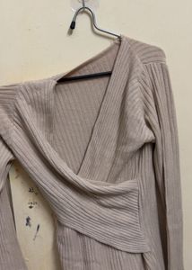 Ribbed Knit Wrap Dress