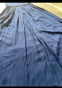 Elegant Navy Blue Pleated Gown