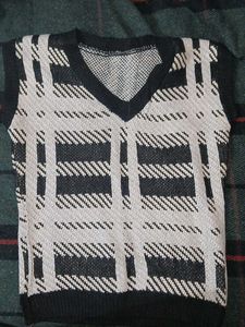 Vintage V-Neck Plaid Knit Vest