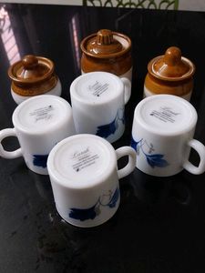 Set of 4 Larah Borosil Mugs &amp; 3 Jars