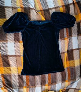 Velvet Puff Sleeve Top