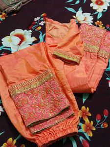 Elegant Orange Kurta Set with Embroidery