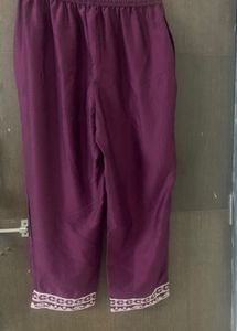 BulBul Plum Salwar Pants with Embroidered Hem