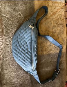 Genuine Leather Blue Waist Bag