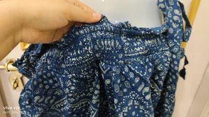 Boho Blue Print Tie-Strap Top