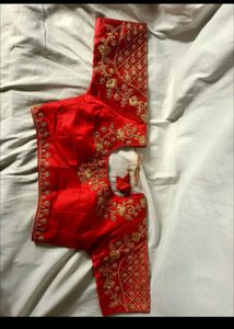 Elegant Red Embroidered Saree Blouse