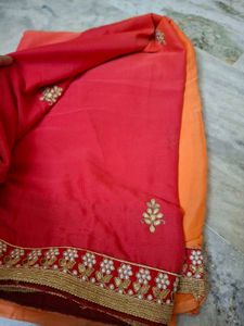 Elegant Red Saree with Gold Border