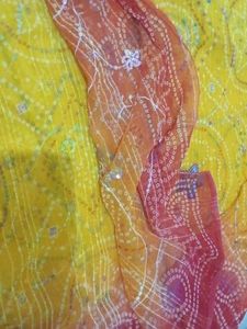 Vibrant Bandhani Saree with Embellishments