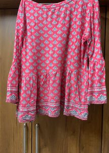 Cute Pink Printed Bell Sleeve Top