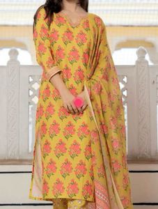 Yellow Kurta With Bottom And Duppata