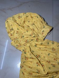 modarapido Yellow Floral Puff Sleeve Top